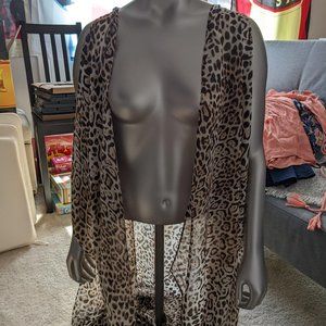 Womens Victoria’s Secret Oahu Cheetah Print Swim Coverup Kimono One Size